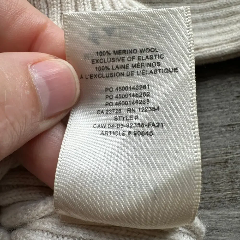 Aritzia Wilfred Rebecca Turtleneck Sweater Merino Wool Cream Med